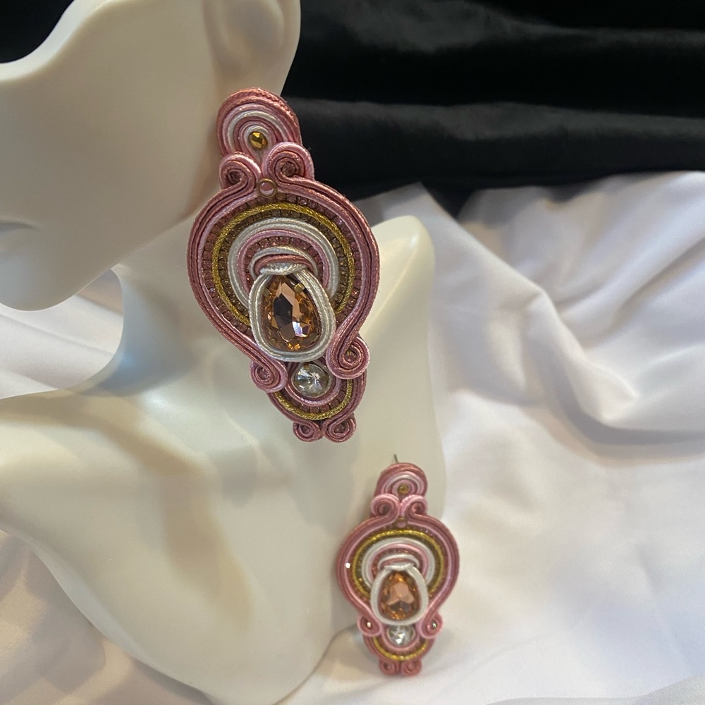 Elegant Pink and Gold Statement Earrings